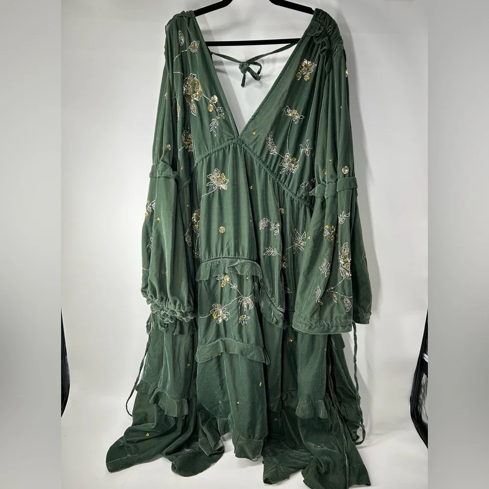 ASOS Curve Deep Green Floral Maxi Dress - Picture 2 of 7